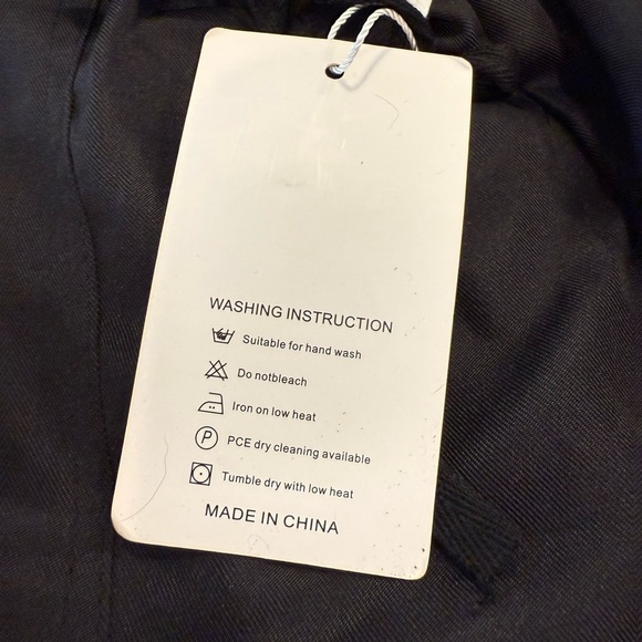 Basico black silky shorts elastic drawstring waist roomy front & back pockets M - Picture 10 of 11